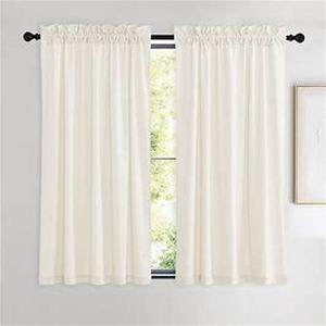 lot 8714 image: NICETOWN Black Out Velvet Curtains 54 inches Long for Patio, Solid Heavy-Duty Energy Saving Short Window Treatments Rod Pocket Drapes for Cafe (2 Panels 42 inch Wide) White