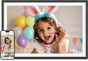 lot 26651 image: Frameo 10.1 WiFi Digital Picture Frame with 32GB Memory, 1280 x 800 IPS HD Touch Screen Electronic Photo Frame, Auto-Rotate, Slideshow, Wall Mountable, Share PhotosVideo Remotely Anywhere - Retail $55