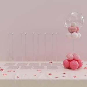 lot 26652 image: YALLOVE Clear Acrylic Tabletop Balloon Stand Kit, 15.75 Inch 10 pack Ballon Stick Holder with Base for Centerpiece Party Decoration (Balloons Not Included) - Retail $50