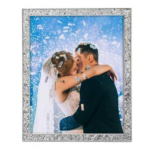 lot 26661 image: Mimosa Moments Silver Bling Glitter 8x10 Wedding Picture Frame, Photo Frame for Christmas & Holidays & Wedding gifts for Tabeltop or Wall - Retail $25