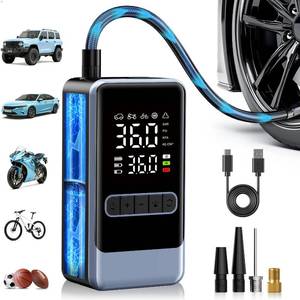 lot 26675 image: Tire Inflator Portable Air Compressor, 150PSI Cordless Air Pump for Car Tires, Electric Bike Tire Pump with Digital Pressure Gauge and LED Light, Portable Tire Inflator for Car, Moto, Bicycle - Retail $36
