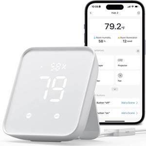 lot 26680 image: SwitchBot Hub 2 (2nd Gen), work as a WiFi Thermometer Hygrometer, IR Remote Control, Smart Remote and Light Sensor, Link SwitchBot to Wi-Fi (Support 2.4GHz), Compatible with Alexa&Google Assistant - Retail $60