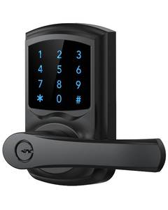 lot 26696 image: HIDALIFE Keyless Entry Door Lock with Keypad and Handle for Front Doors, Touchscreen Electronic Door Lock, Anti-peep Password, Auto-Locking, Matte Black - Retail $50