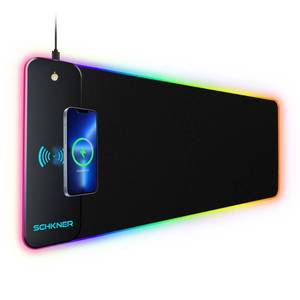 Schkner RGB Gaming Mouse Pad with Wireless Charging 15W, Large Desk Mat 800x300x4mm, 10 Light Modes Keyboard Pad with Non-Slip Rubber Base, Waterproof Mousepad for Gaming PC MacBook Laptop - Retail: $35