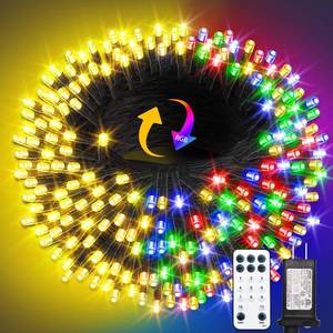 lot 26699 image: 300 LED Color Changing Christmas String Lights, 100FT Warm White Multicolor Outdoor Fairy Lights with Remote, Timer, Memory, 8 Modes, Waterproof Christmas Tree Lights for Bedroom Classroom Patio Party - Retail $9
