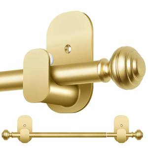 lot 26709 image: KAMANINA Curtain Rods No Drilling for Windows 32 to 58 Inches, 58 Inch Diameter Adjustable Single Curtain Pole with Adhesive Brackets, Gold - Retail $15