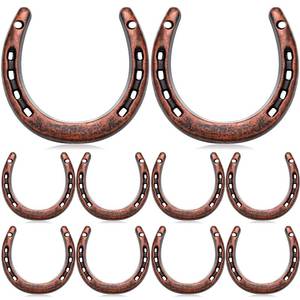lot 26712 image: Shimeyao 7 Pcs Horseshoe Bulk Cast Iron 4.5 x 4.3 Inch Horseshoes for Adults Wall Hung Good Luck Handmade Decorations Horse Theme Party Wedding Birthday Supplies (Red Bronze) - Retail $29