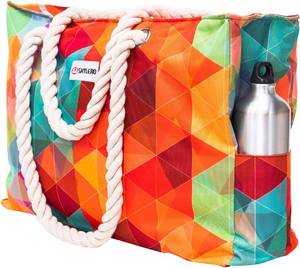 lot 26719 image: SHYLERO Beach Bag and Pool Bag. Has Airtight Pouch, Key Holder. Beach Tote is Zippered, Waterproof (IP64) - L22xH15xW6 - Retail $38