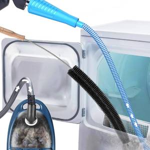 lot 32823 image: Sealegend Dryer Vent Cleaner Kit Dryer Lint Vac Attachment with Brush, Lint Remover, Dryer Vent Vacuum Hose Cleaning Tools, Blue - Retail $10