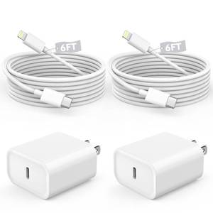 lot 32828 image: Fast Charger iPhone,iPhone Charger Fast Charging 2Pack USB C Wall Charger Block Fast i Phone Chargers 6FT Type-C USB C to Lightning Cable Cord for iPhone1414Plus131211 Pro Max,Mini,8,iPadAirPods - Retail $19