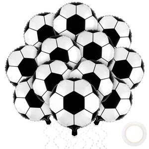lot 32839 image: durony 6 Pieces 18 inches Soccer Balloons Soccer Themed Party Decorations Foil Mylar Soccer Ball Balloons For Birthday Sports Graduation Party Decoration - Retail $8