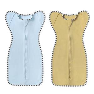 lot 32842 image: DONOMILO 2-Pack Baby Transition Swaddle Set, Breathable Newborn Sleep Sack with Arms Up Design & 2-Way Zipper, 100% Cotton Transition Swaddle for Infant Boys Girls (Khaki  Blue, L(6-9 Months)) - Retail $24