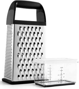 lot 40467 image: Urbanstrive Cheese Grater With Container Box Grater Stainless Steel Graters for Kitchen Cheese Shredder Parmesan Shredder Kitchen Gadgets Kitchen Tools Kitchen Gifts for Chef Dishwasher Safe Zester - Retail $10