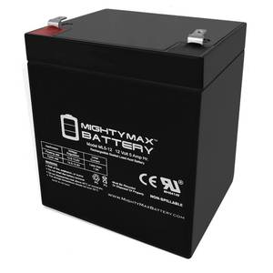 lot 40476 image: Mighty Max Battery ML5-12 - 12V 5AH Battery Replaces Liftmaster 485LM Evercharge Back-Up - Retail $18