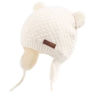 lot 40483 image: Duoyeree Baby Winter Hat Earflap Cotton Lining Knit Beanie Cap for Toddler Girl Boy (6-12 Month, White) - Retail $10