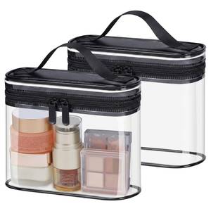 lot 40491 image: PACKISM TSA Approved Toiletry Bag 2 Pack - Quart Size Clear Makeup Bag with Handle & Dual Metal Zippers, Large Opening 3-1-1 Airline Compliant Security Travel Organizer for Carry On Liquids, Black - Retail $9