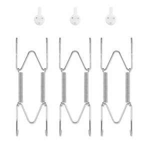 lot 40495 image: 3 Pack Plate Hangers for The Wall, Suitable for 6-8 inch Art Plate, Stainless Steel Invisible Heavy Duty Wire Plate Holder with Wall Hooks, Plate Hangers for Displaying Plates, Platter, Dish, Silver - Retail $9