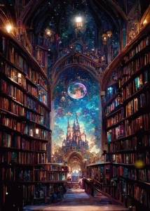 lot 40498 image: Diamond Art Starry Sky Library Diamond Art Set for Adults, 5D Diamond Painting Starry Sky Castle Library DIY Book Diamond Art Adult Diamond Painting Set, Home Decor - 12x16 Inch - Retail $8