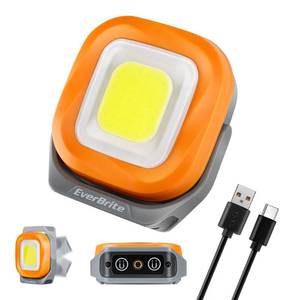 lot 40500 image: EverBrite Rechargeable Portable Magnetic Led Work Light, 1000 Lumen Super Bright Cordless Light for Car, Camping, Outdoors, Emergency & Job Site Lighting, 4 Modes, Orange Gray - Retail $17