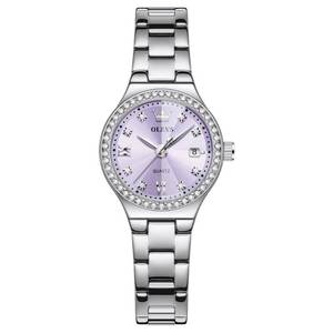 lot 40502 image: OLEVS Watch Women Purple Watches for Women Luxury Silver Ladies Watches Diamond Small Face Womens Wrist Watch Dress Stainless Steel Waterproof Dainty Analog Quartz Date Elegant Reloj para Mujer - Retail $40