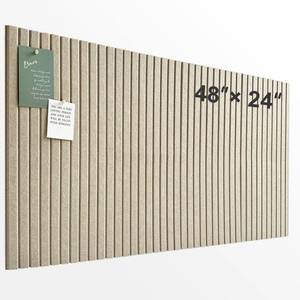 lot 49412 image: Large Cork Board for Office, 8 Pack Felt Wall Tiles with Slat Wall Paneling and Safe Removable Adhesive Tabs, Felt Bulletin Board Pin Board Cork Boards for Walls - Tan - Retail $25