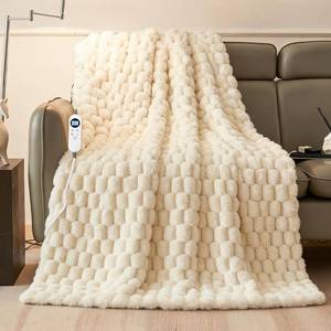 lot 49413 image: Eastsora Heated Blanket Throw 50 x 60 Soft Ribbed Faux Fur Flannel Fast Heating 12 Heat Levels 12H Timer & Overheat Protection & Auto Shut-Off & ETL FCC & Machine Washable Heated Throw - Retail $36