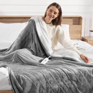 lot 49415 image: Heated Blanket Twin Electric Blanket 62X84in - Fast Heating Blanket for Adults Ultra Soft Flannel & Warm Sherpa with 5 Heat Levels & 10 Hrs Timer, Machine Washable, Office Use for Winter(Gray) - Retail $40