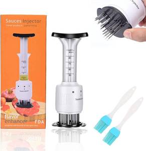 lot 49416 image: FYANER Stainless Steel Sharp Needle Blades Meat Injector 2 in 1 Needle Meat Tenderizer, 304 Stainless Steel(3 injection needle pinhole), Sauces Injector Marinade Flavor Syringe Kitchen Accessories - Retail $16