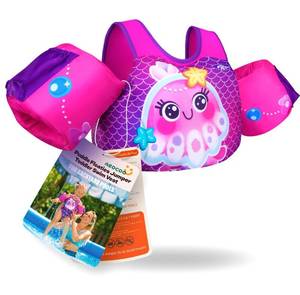 lot 49425 image: AEOCOO Puddle Float Jumper 20-30-50 Pounds, Toddler Swim Vest for 1-3-5 Years Old, Pool Floats with Swimming Arm Floaties Swim Jacket with Water Wings for Kids Swimmies, Boys, Girls, Seajelly - Retail $26