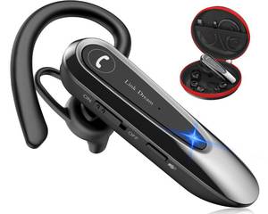 lot 51247 image: Link Dream Bluetooth Earpiece Wireless CVC8.0 Headset for Cell Phone Dual Mic Noise Canceling Earpiece Phone with Mute Key 20H Talk 180 Days Standby for iPhone Android Home Office Driving (1 Pack) - Retail $17