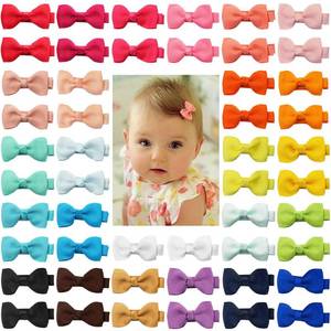lot 51250 image: Baby Hair Clips 50 Pieces 25 Colors in Pairs Baby Girls Fully Lined Bows Hair Pins Tiny 2 Hair Bows Alligator Clips for Girls Infants Toddlers - Retail $10