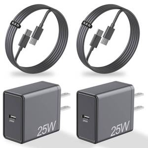 lot 51258 image: 2 Pack 25W USB C Super Fast Charger for Samsung Galaxy A17 5GA16A15A14A13A55A54A53A52A71A43A42S25 UltraS24S23W25Z Flod6, PD Port Wall Charging Block  2  6.6ft Type C Phone Cables - Retail $16