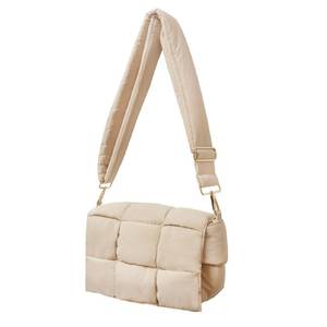 lot 51263 image: NAARIIAN Puffer shoulder bag Nylon padded woven handbag designer crossbody dupes women down purse(beige) - Retail $27