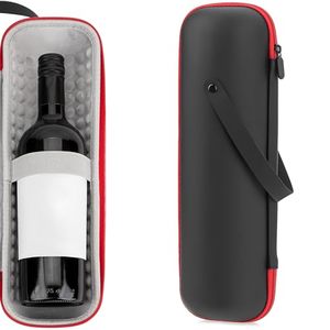 lot 51265 image: CAIRIAC Single Wine Gift Tote Bag, Hard Shell Protector Bags Insulated Cooler Bag Champagne Bottle Gift Box Portable Wine Carrier for Travel, Picnic, Beach, BYOB Restaurant (Black) - Retail $22