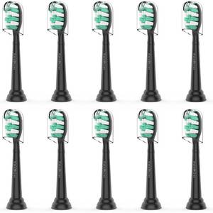 lot 51266 image: Toothbrush Replacement Brush Heads for Philips Sonicare C1 C2 ProtectiveClean 4100 5100, Electric Sonic Tooth Refill Head Plaque Control, 10 Pack, Black - Retail $15