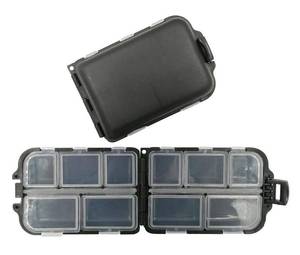 lot 51270 image: 2x Small Hard Fishing Tackle Box Portable Case Hooks Lure Baits Storage Box Containers For Storing Swivels Jigs Hooks Sinker,10 Compartments (Black) - Retail $8