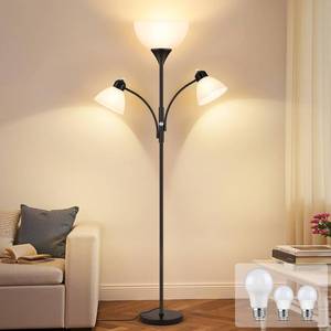 lot 59519 image: Coucrek Floor Lamp for Living Room,72 Dimmable Torchiere Lamp with 2 Reading Lights for Bedroom, Black Tall Standing Room Lamp, 3 Bulbs Included - Retail $56