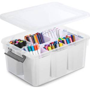 lot 59523 image: Citylife 17 QT Plastic Storage Bins Clear Storage Box with Lids Multipurpose Stackable Storage Containers for Organizing Tool, Craft, Crayon - Retail $29