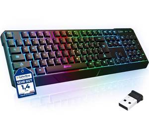 lot 59537 image: KLIM Chroma Wireless Keyboard RGB Backlit Gaming, Rechargeable Battery, PC Keyboard, Durable & Water-Resistant, Compatible with PS4, PS5 & Mac - Black - Retail $27