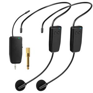 lot 59545 image: oxxyeeKS Wireless Microphone System for 2 People,160ft Range, 2.4G Dual Wireless Headset Mics for Karaoke Speaker, Amplifier, Mic Speakers, PA System, Yoga,Teaching, Fitness - Retail $35