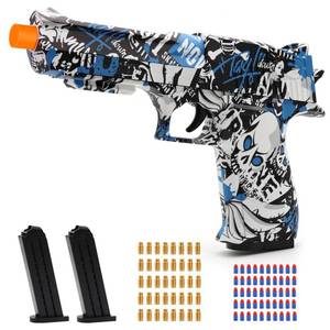 lot 59564 image: Trokiomi Soft Bullet Toy Gun Shell Ejecting for Age 8, 9, 10, 11, 12 Years Old Boys, Realistic Toy Pistol with 50 Foam Bullets, 40 Shells & 2 Clips, Ideal Christmas Birthday Gift - Retail $18