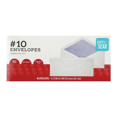lot 35870 image: PenGear #10 V-Flap Envelopes  Security Tinted  White  40 Count  Model #61755