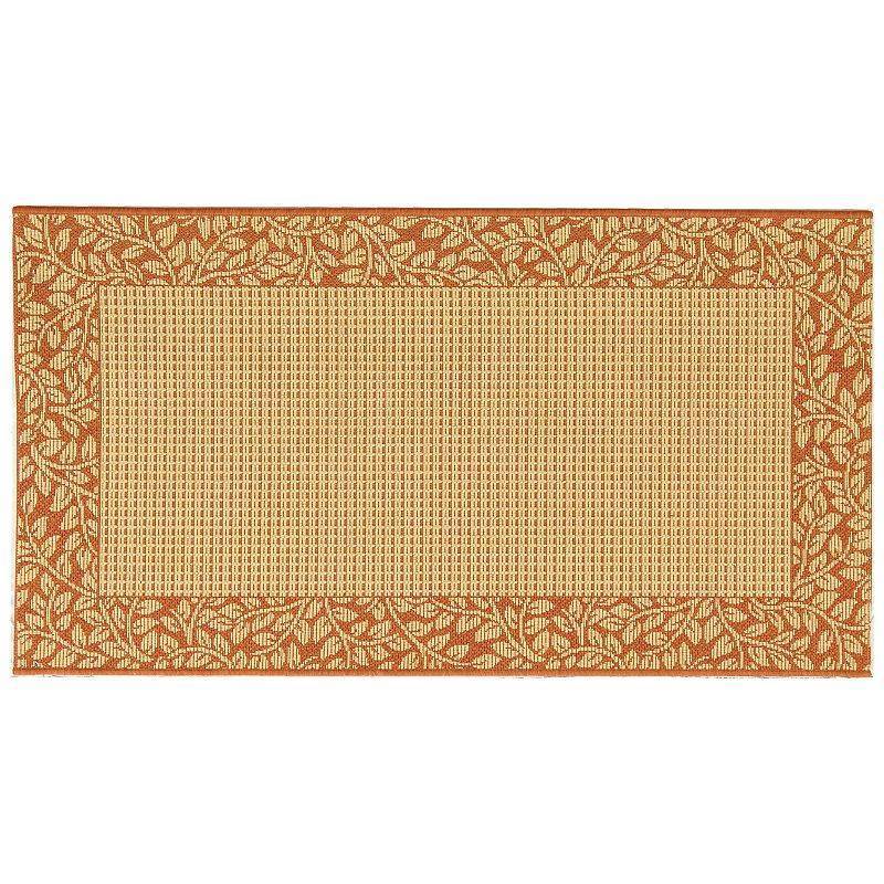 lot 33651 image: SAFAVIEH Courtyard Regent Traditional Floral IndoorOutdoor Runner Rug  2 4  x 14   NaturalTerracotta
