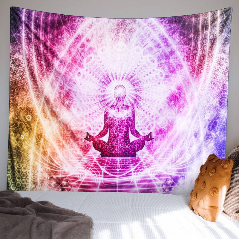 lot 30975 image: ALIYINA Spiritual Wall Tapestry for Bedroom Yoga Chakra Indie Tapestry Aesthetic Tapestries Hanging Art for Women Men Teenage Girl, Pink Tapestry, 59��x82