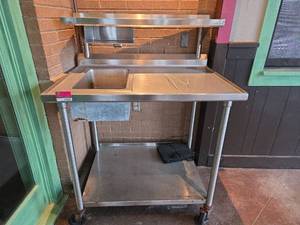 lot 19402 image: Stainless Steel Commercial Rolling Prep Table