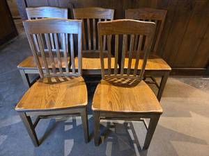 lot 24331 image: Solid Wooden Chairs - Set of 5