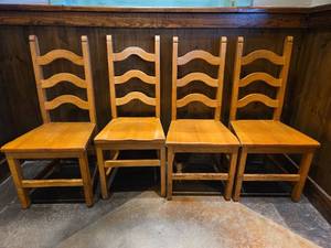 lot 24355 image: Wood Ladder Back Dining Chairs - Set of 4