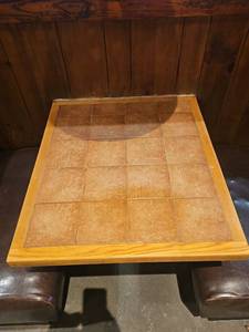 lot 24362 image: Restaurant Wall-Mounted Square Table with Terracotta Tile Top