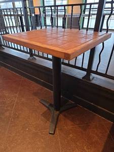 lot 24395 image: French Terracotta Tile Top Bar Table