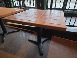 lot 24423 image: French Terracotta Tile Top Restaurant Table